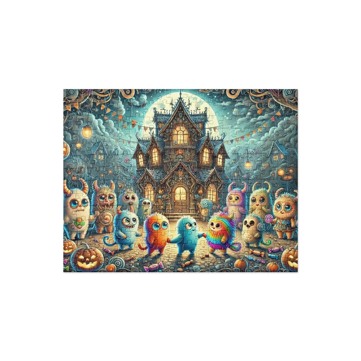 Halloween Dancing Party Monsters Jigsaw Puzzle (120, 252, or 500-Pieces)