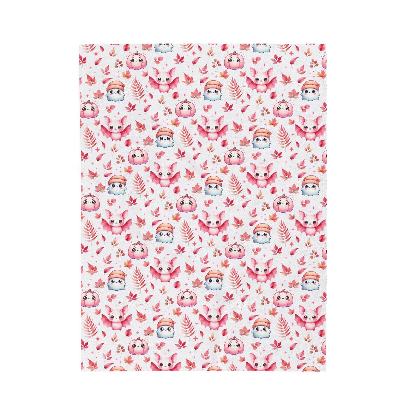 Halloween Pink Cute Kawaii Fall Pattern-Velveteen Baby Blanket -