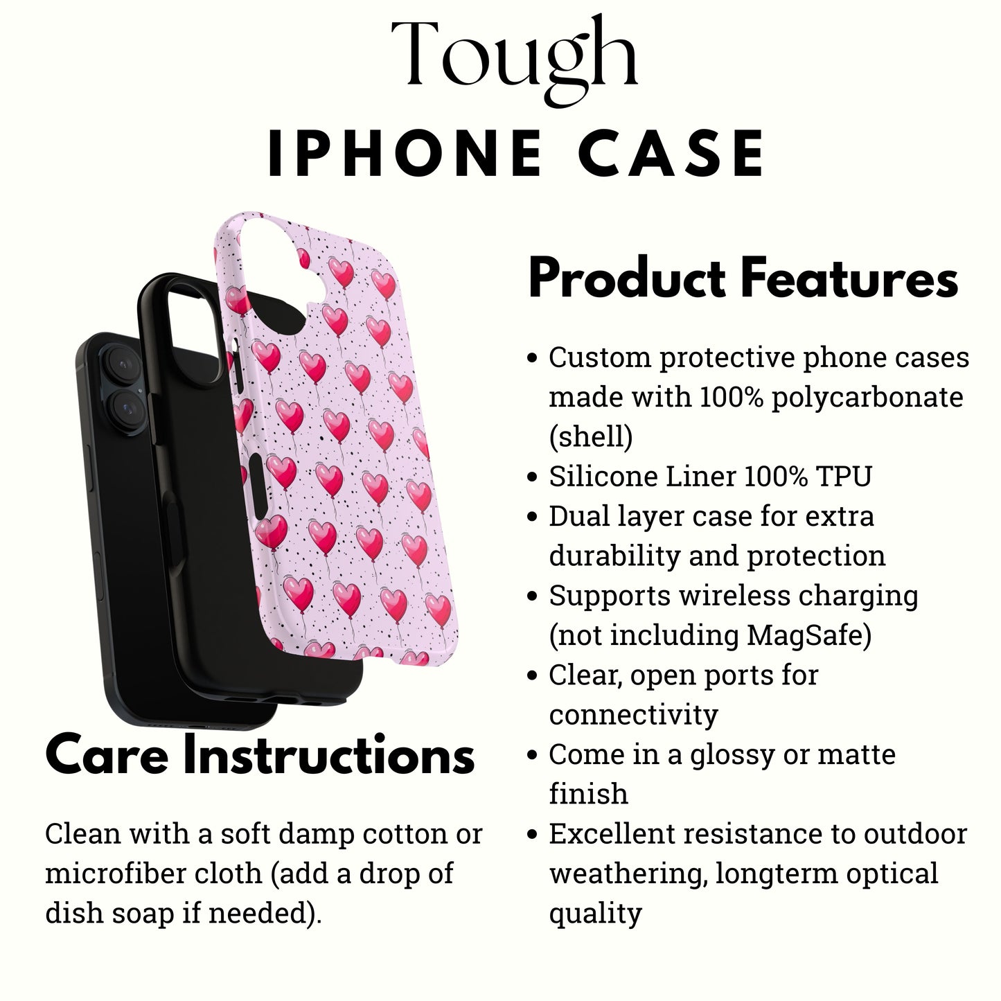 Heart-Shaped Balloons Pink Tough iPhone Case