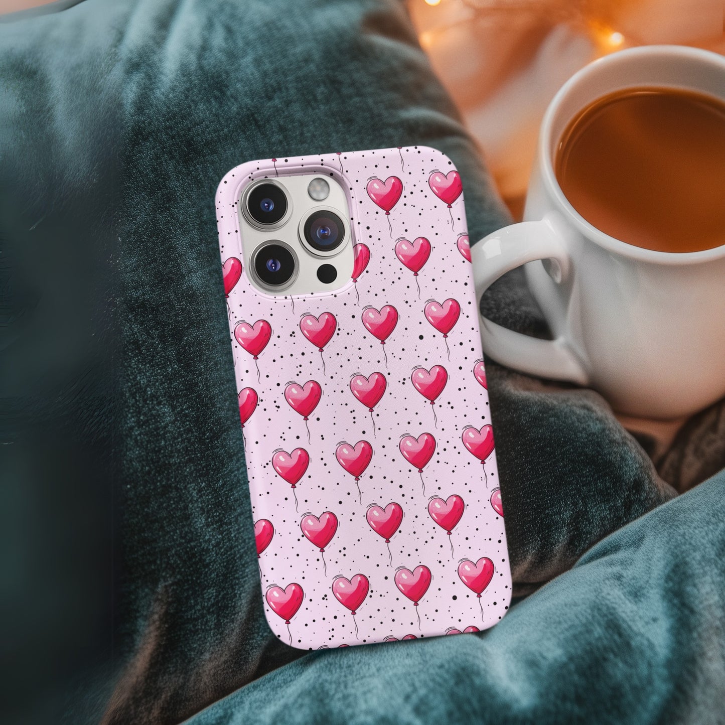 Heart-Shaped Balloons Pink Tough iPhone Case