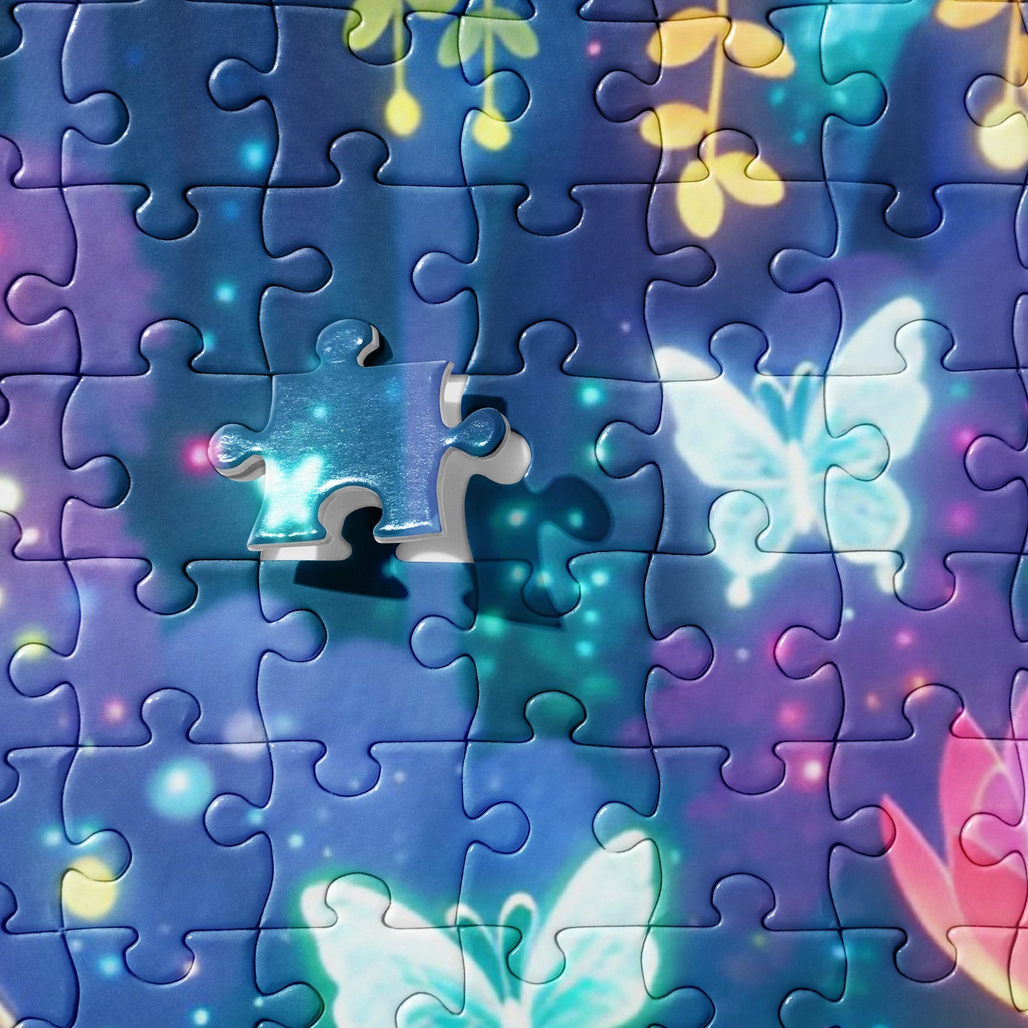 Kawaii Girl Exploring Glowing Flora and Butterflies Jigsaw Puzzle