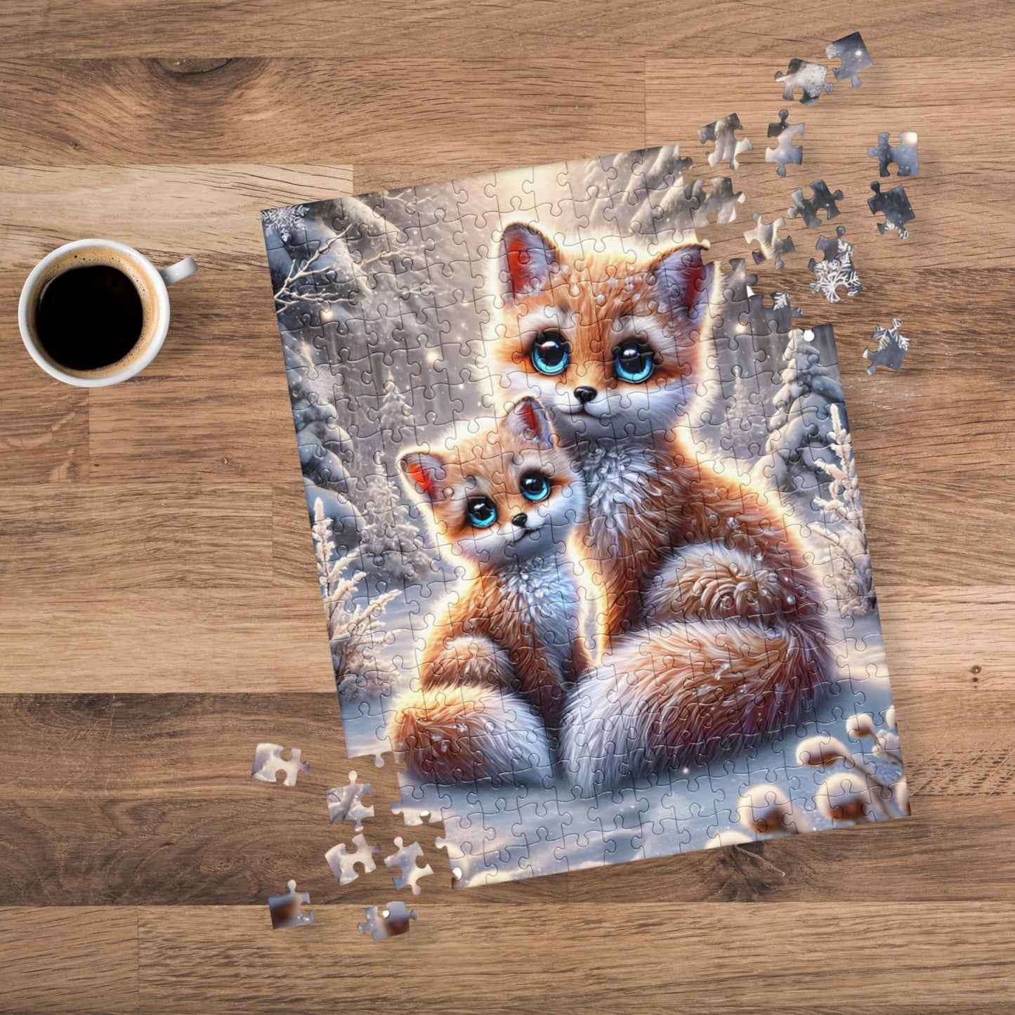 Magical Foxes in Winter Landscape Jigsaw Puzzle (120, 252, 500 Pieces)
