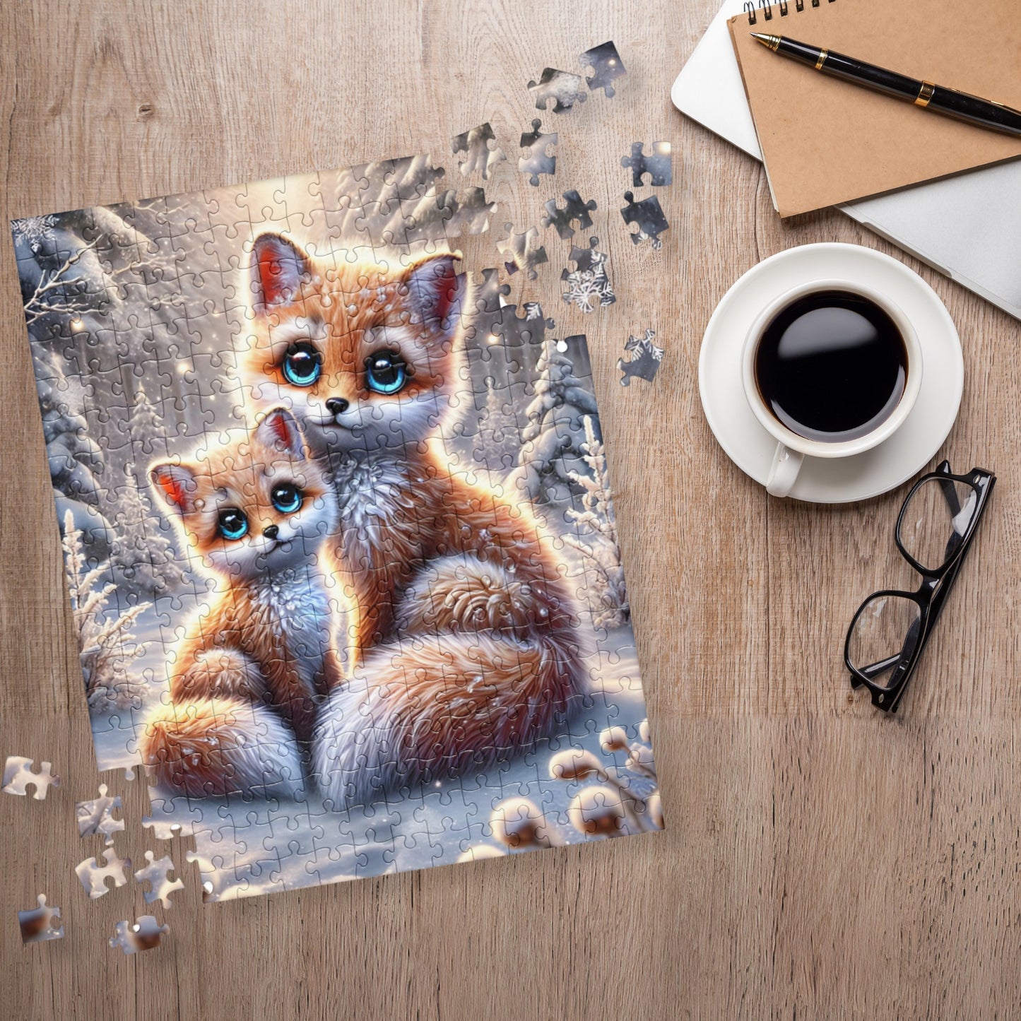 Magical Foxes in Winter Landscape Jigsaw Puzzle (120, 252, 500 Pieces)