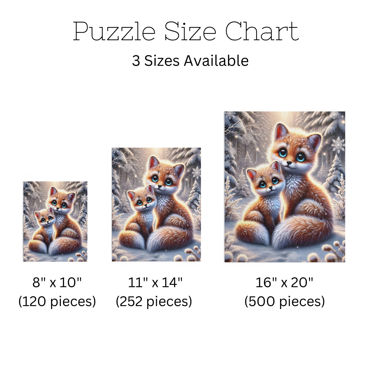 Magical Foxes in Winter Landscape Jigsaw Puzzle (120, 252, 500 Pieces)