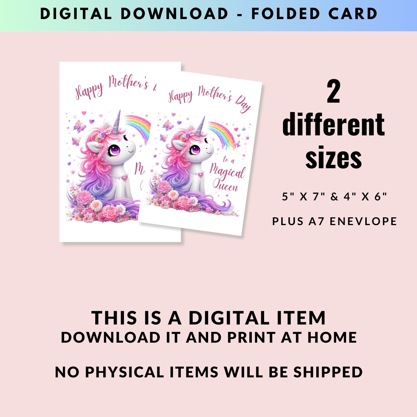 Magical Mom Unicorn Mother's Day Card - Digital Download - Print at Home