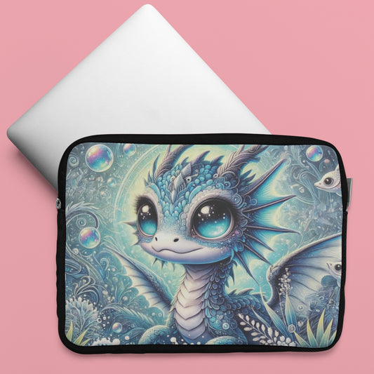 Magical Blue Dragon Underwater Dreamscape Laptop Sleeve