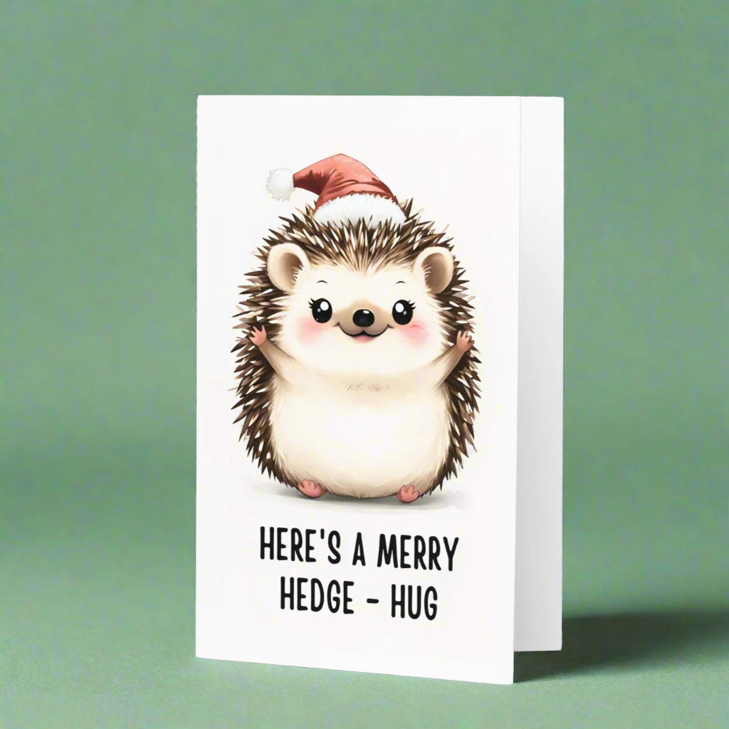 Merry Hedge - Hug Cute Christmas Greeting Card