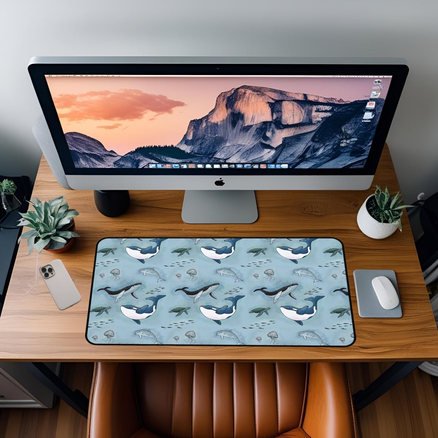 Ocean-Inspired Whale, Dolphin & Sea Turtle Desk Mat