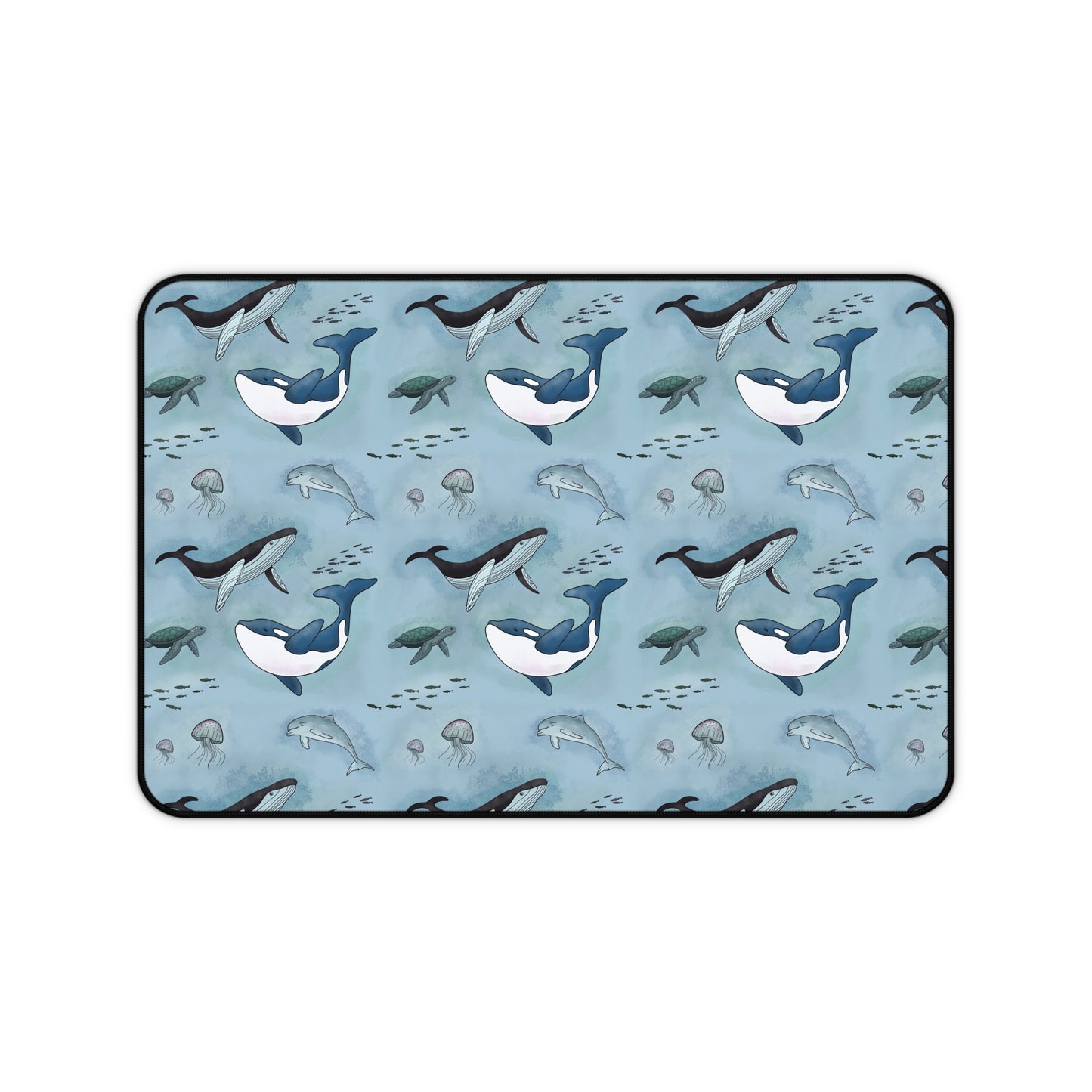 Ocean-Inspired Whale, Dolphin & Sea Turtle Desk Mat 12" × 18"