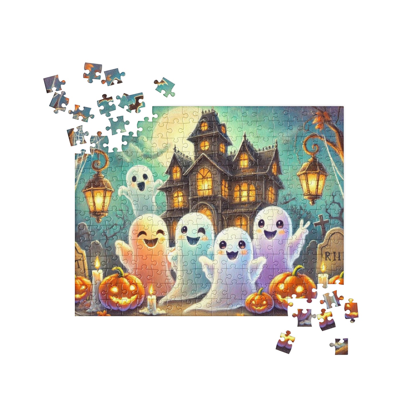 Friendly Ghosts Celebrating Halloween Jigsaw Puzzle