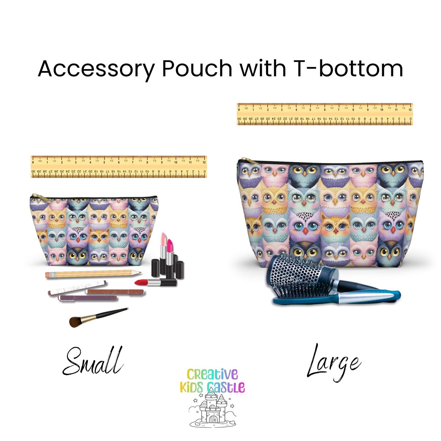 Pastel Accessory Pouch with a Cute Flock of Owls