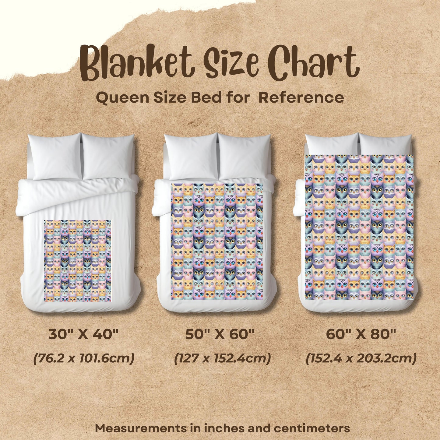 Pastel Parliament of Owls Cozy Velveteen Plush Blanket