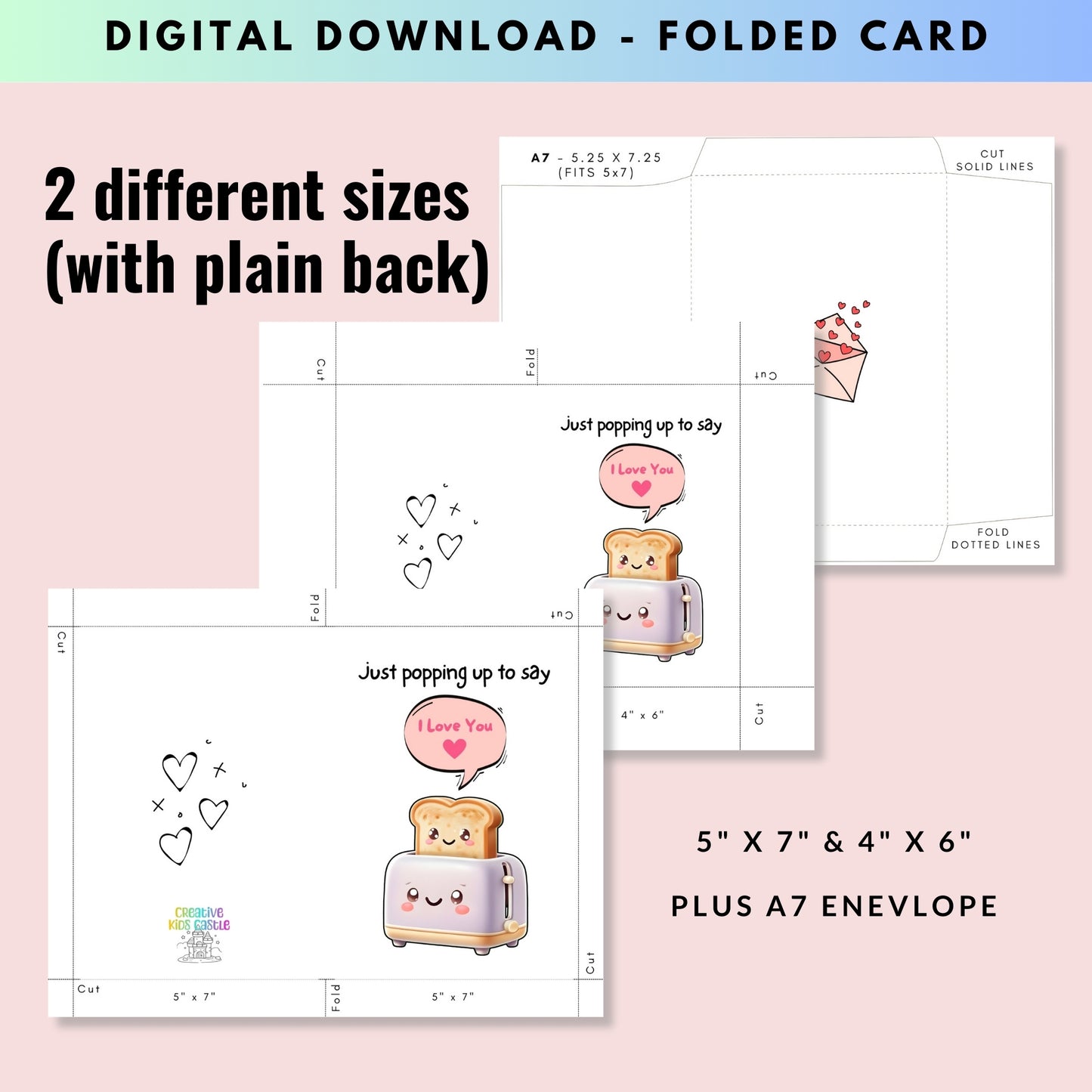 Funny Toast I Love You Greeting Card - Digital Download - Print at Home
