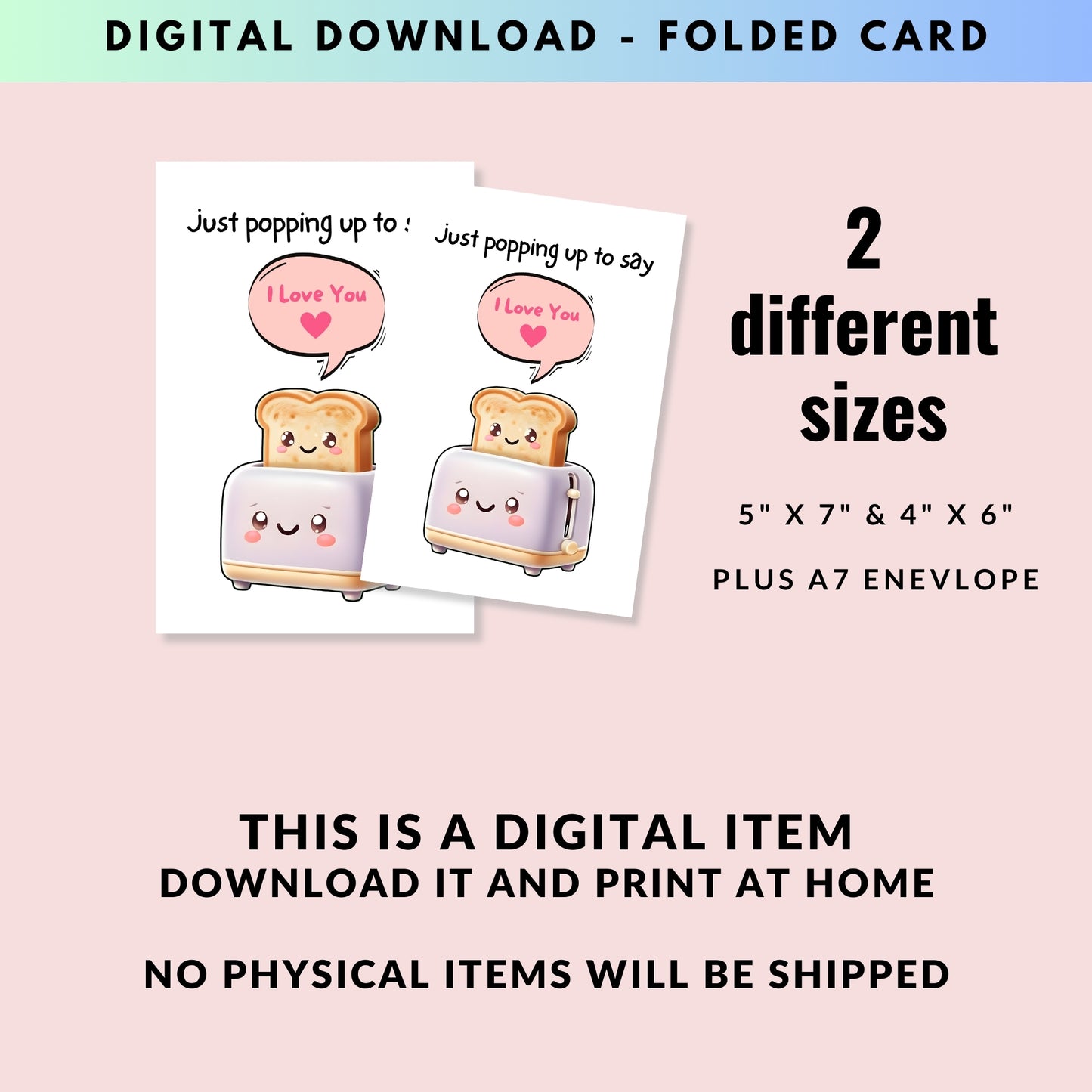 Funny Toast I Love You Greeting Card - Digital Download - Print at Home