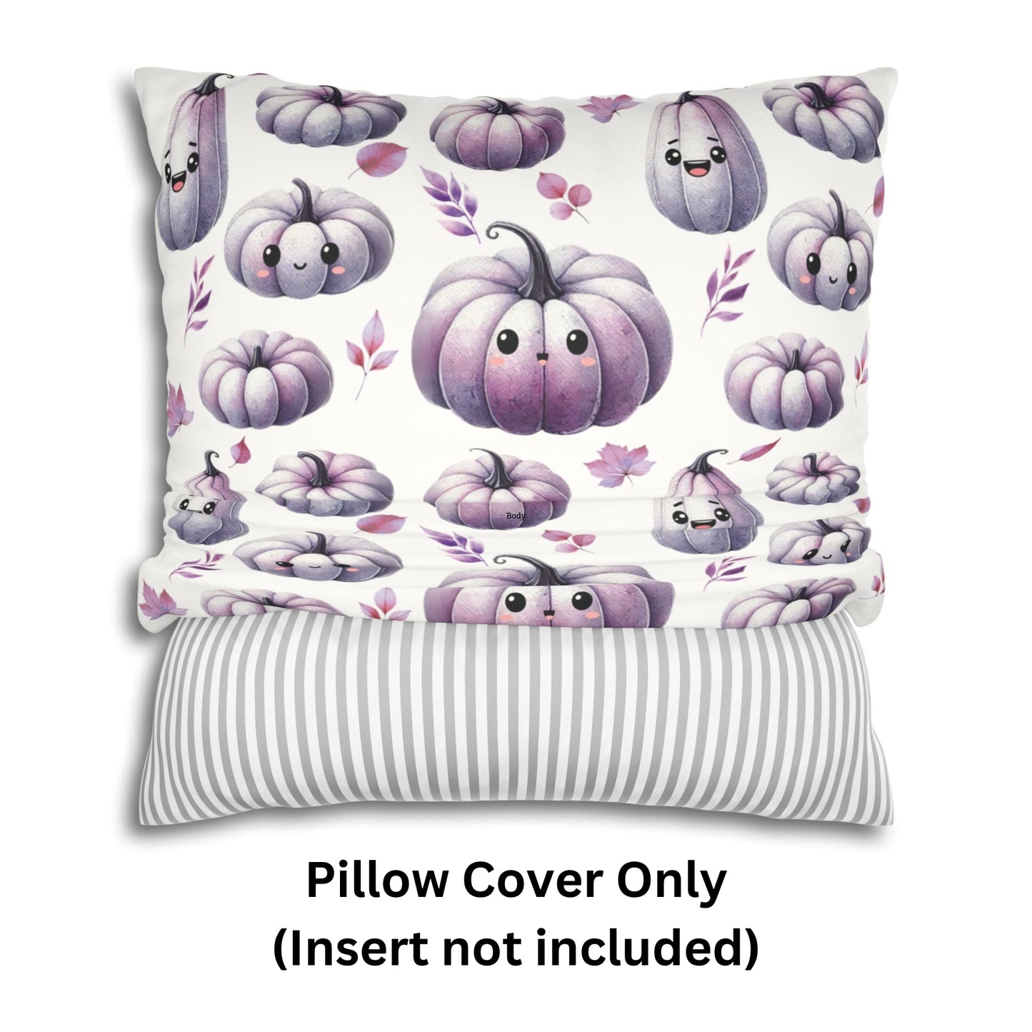 Purple Kawaii Pumpkin Pattern Faux Suede Square Pillow