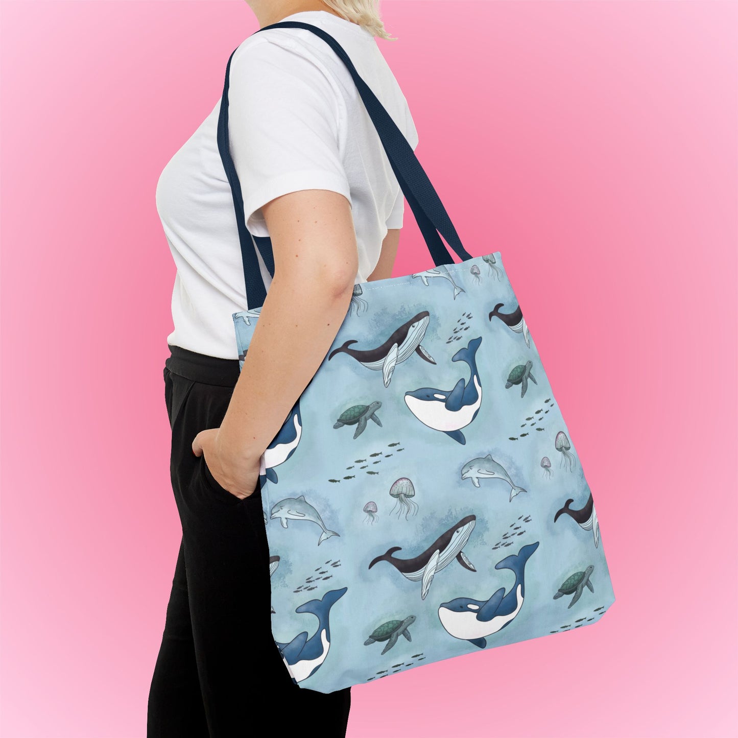 Seaworld Ocean Wildlife Nautical Tote Bag large