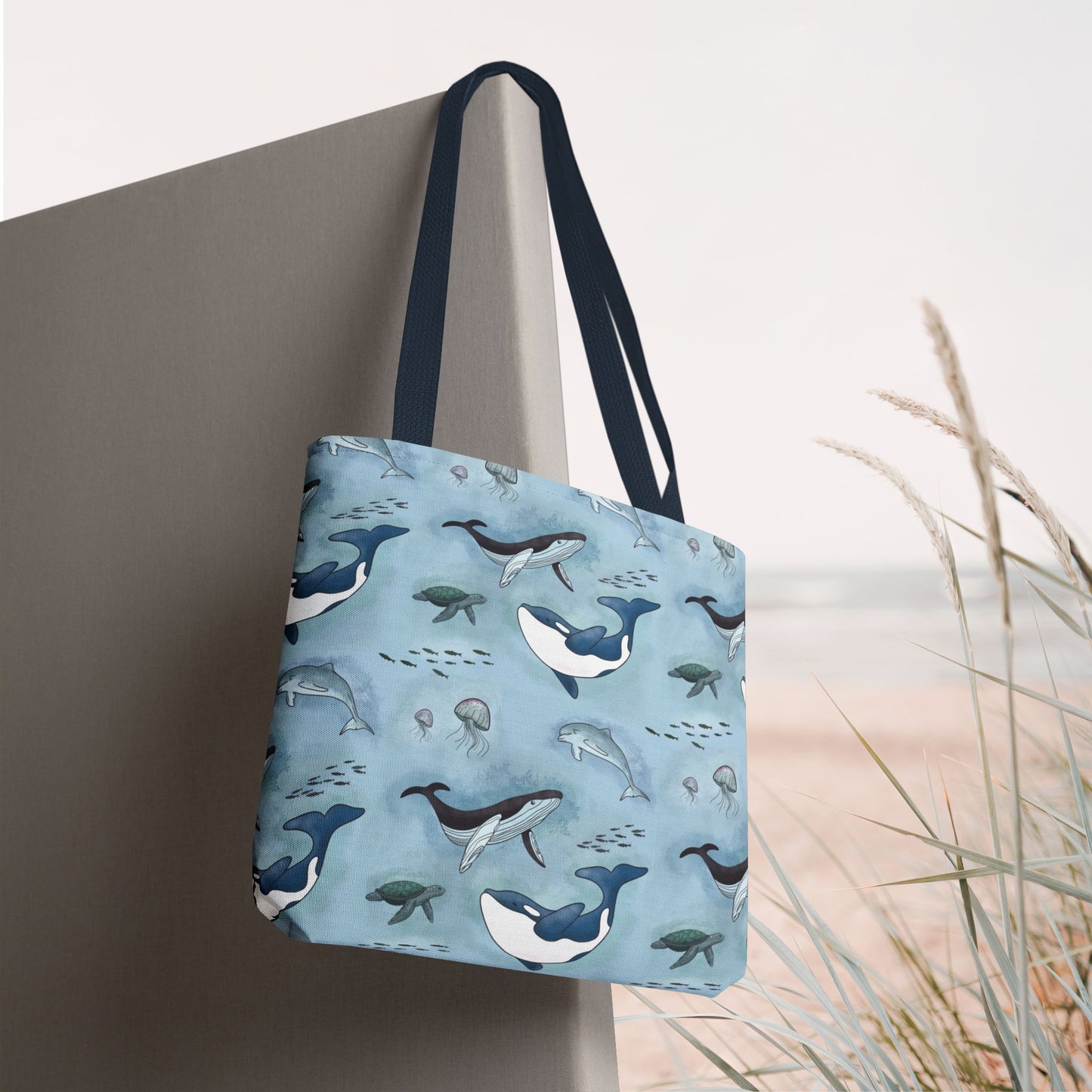 Seaworld Ocean Wildlife Nautical Tote Bag large