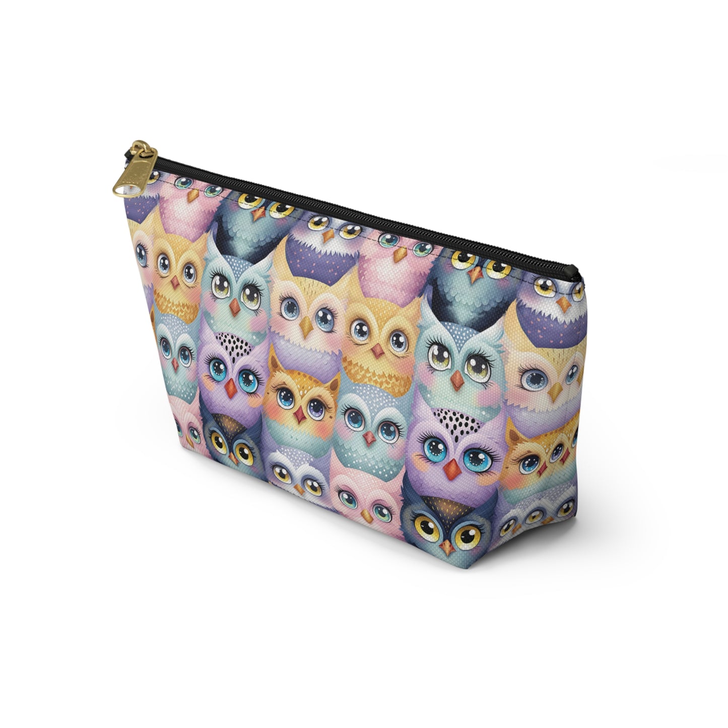 Small Pastel Accessory Pouch with a Cute Flock of Owls