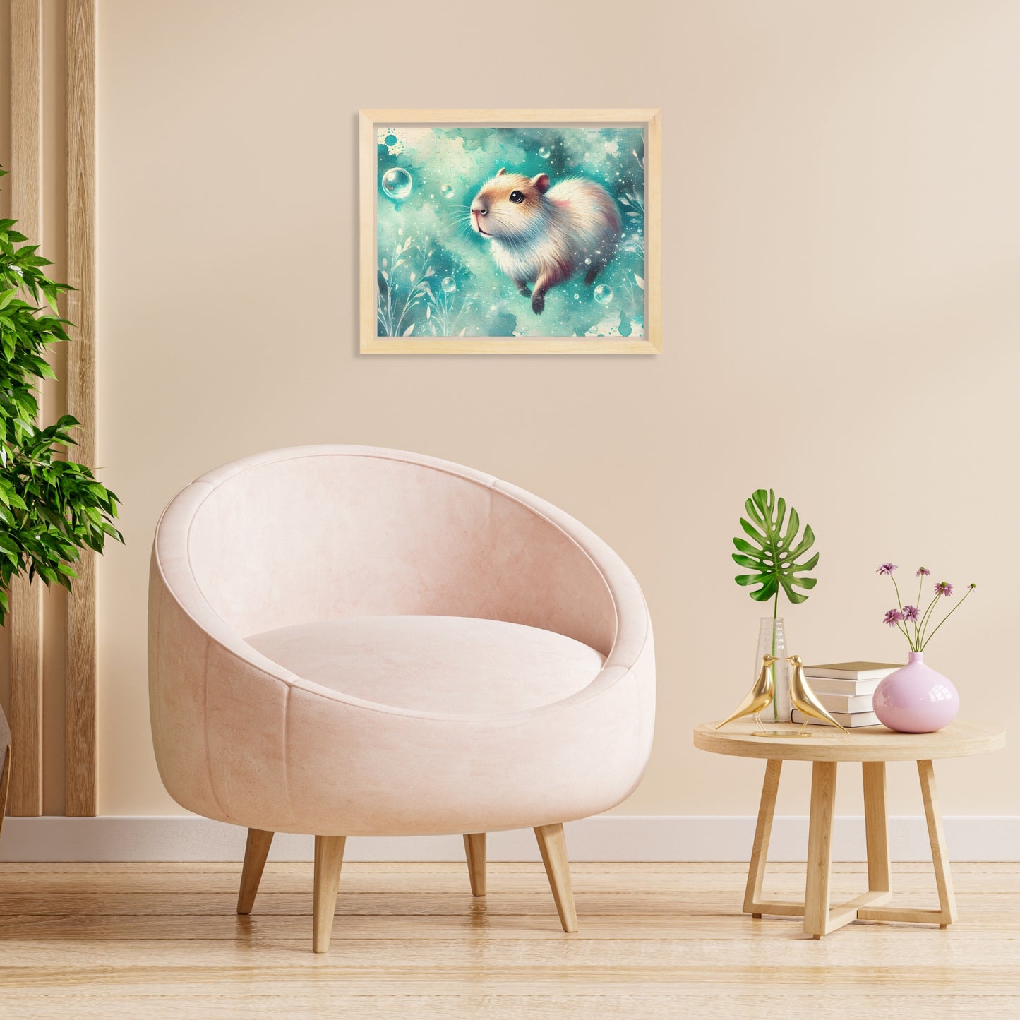 Watercolor Swimming Capybara Puzzle