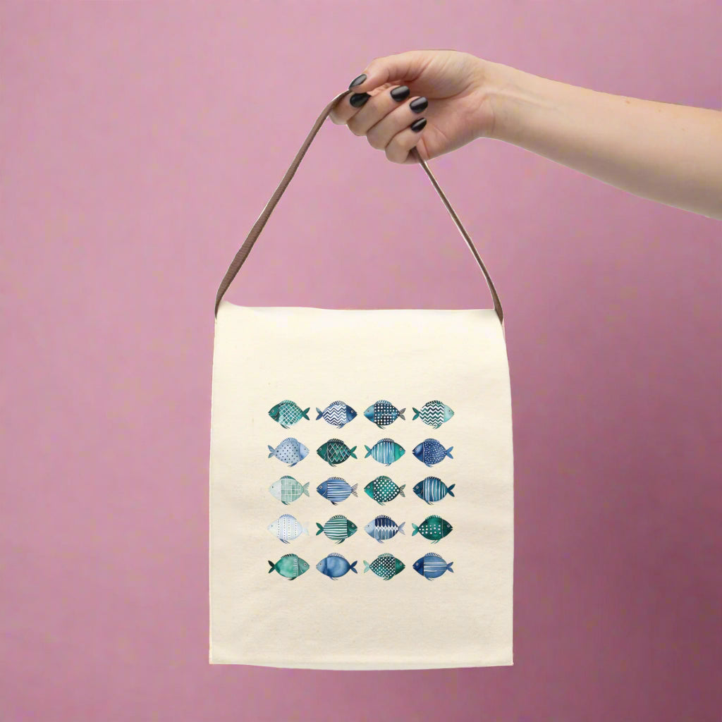 Whimsical Fish Canvas Lunch Bag
