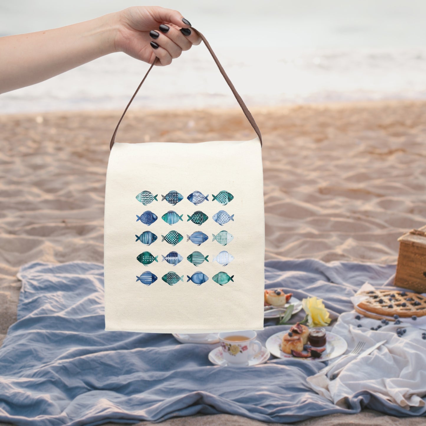 Whimsical Fish Canvas Lunch Bag