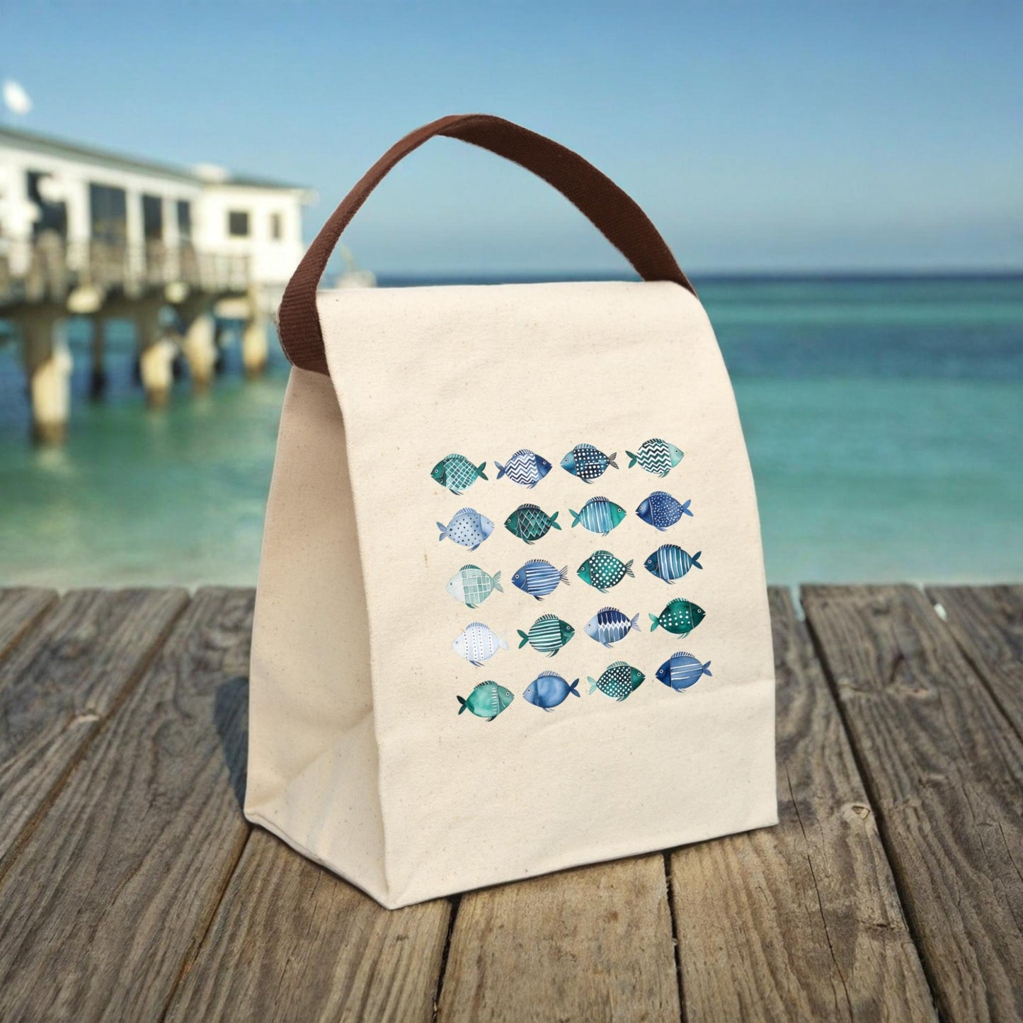 Whimsical Fish Canvas Lunch Bag