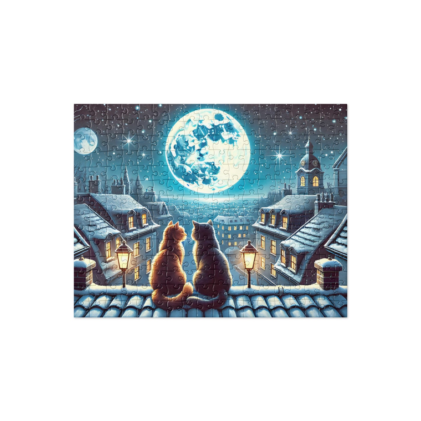 Winter Cats on a Starlit Night Jigsaw Puzzle (120, 252 to 500-Pieces)