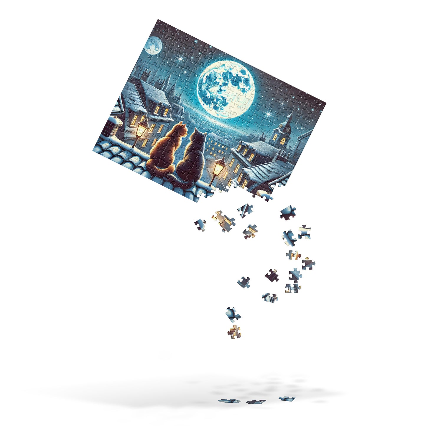 Winter Cats on a Starlit Night Jigsaw Puzzle (120, 252 to 500-Pieces)