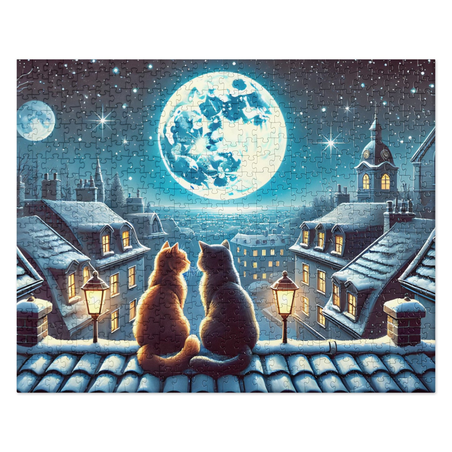 Winter Cats on a Starlit Night Jigsaw Puzzle (120, 252 to 500-Pieces)
