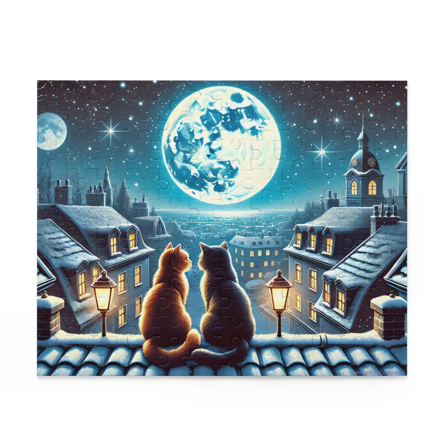 Winter Cats on a Starlit Night Jigsaw Puzzle (120, 252 to 500-Pieces) 10" × 8" (120 pcs)