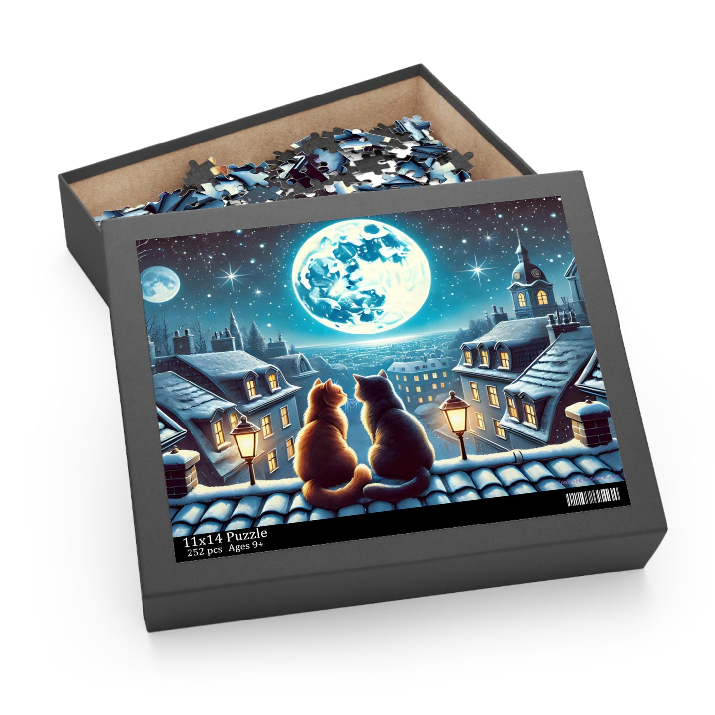 Winter Cats on a Starlit Night Jigsaw Puzzle (120, 252 to 500-Pieces)