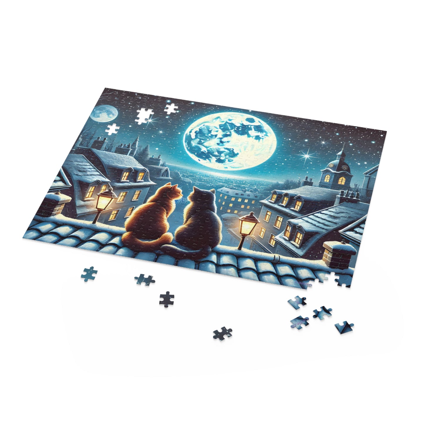 Winter Cats on a Starlit Night Jigsaw Puzzle (120, 252 to 500-Pieces)