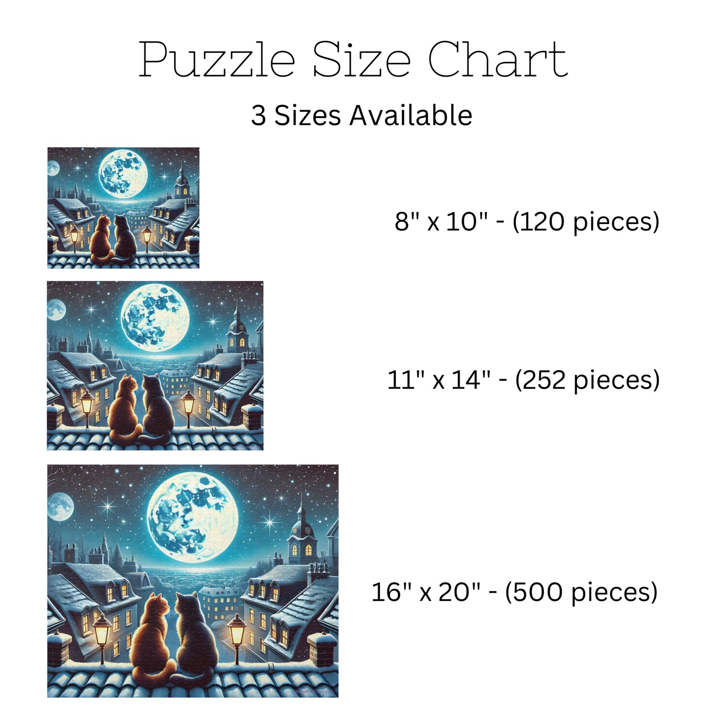 Winter Cats on a Starlit Night Jigsaw Puzzle (120, 252 to 500-Pieces)