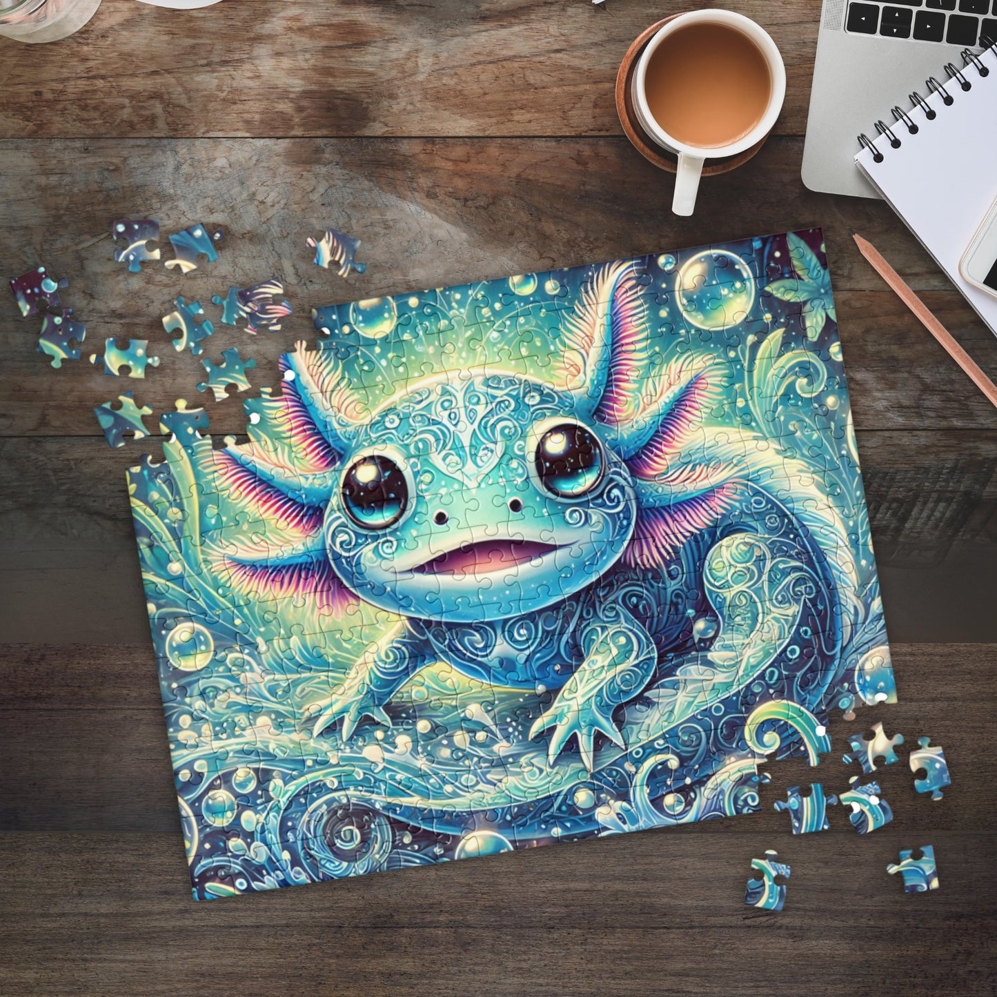 Magical Axolotl Turquoise Underwater Dreamscape Puzzle