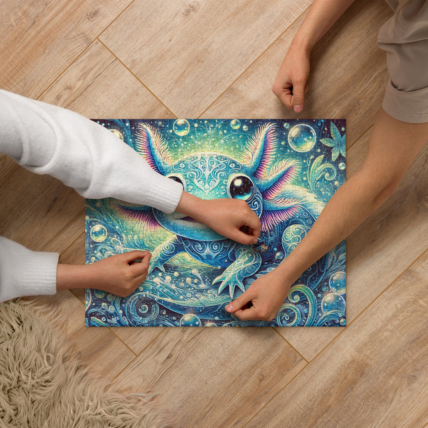 Magical Axolotl Turquoise Underwater Dreamscape Puzzle