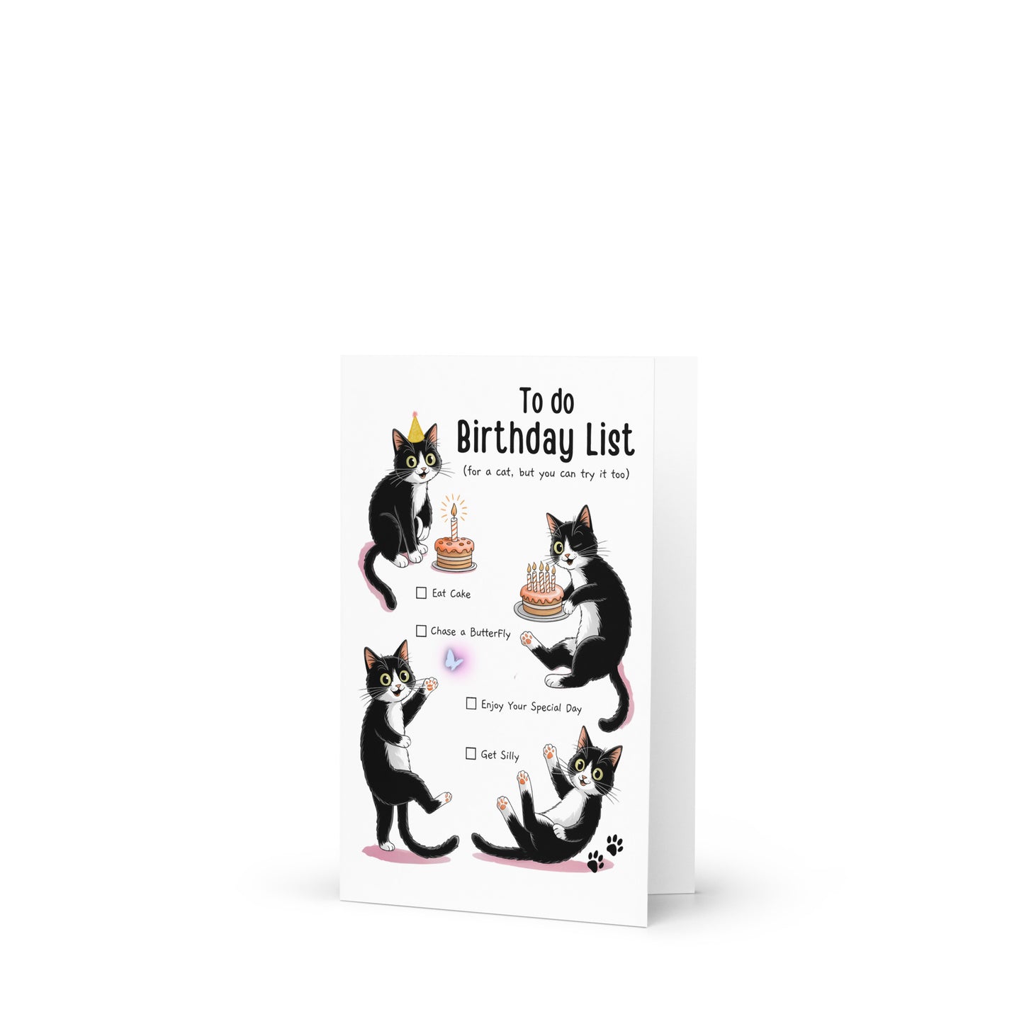 Black Cat To Do Birthday List Greeting Card