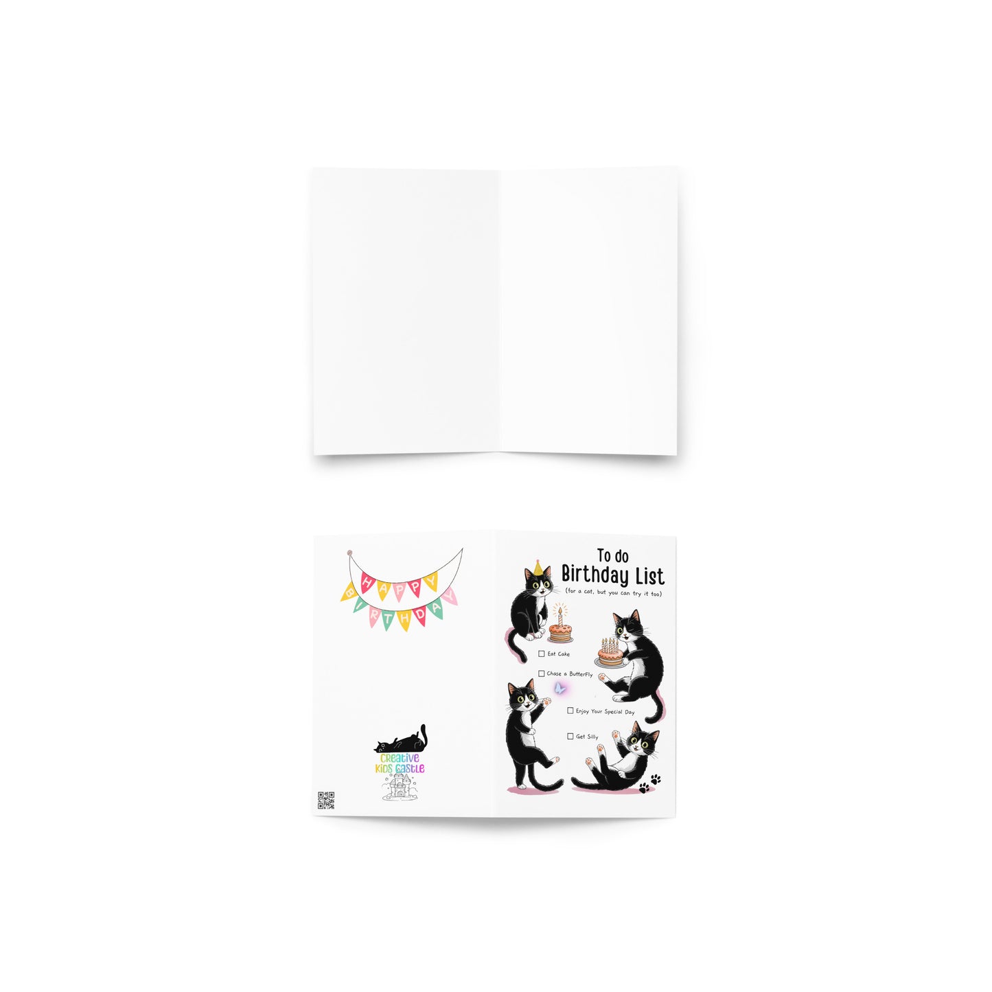 Black Cat To Do Birthday List Greeting Card
