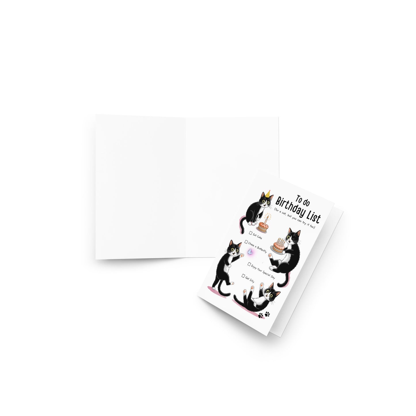 Black Cat To Do Birthday List Greeting Card