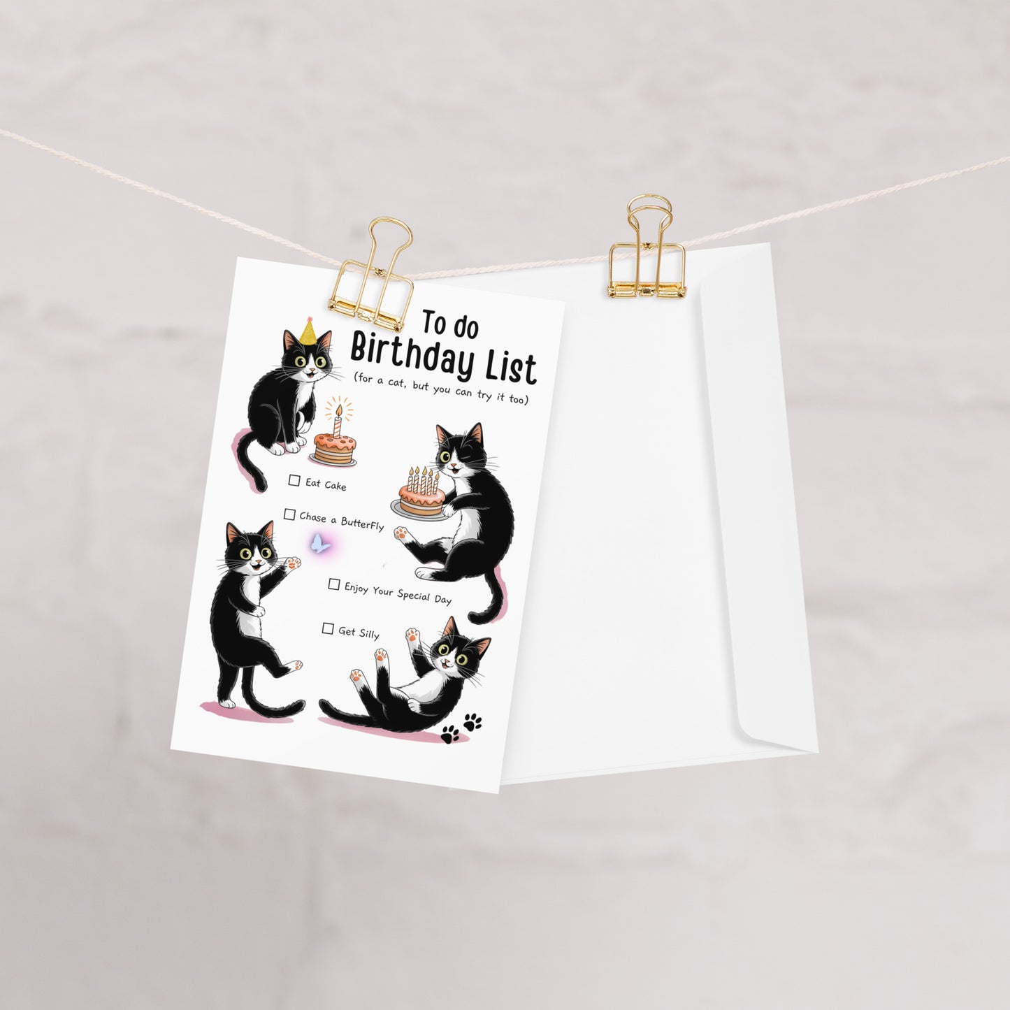 Black Cat To Do Birthday List Greeting Card