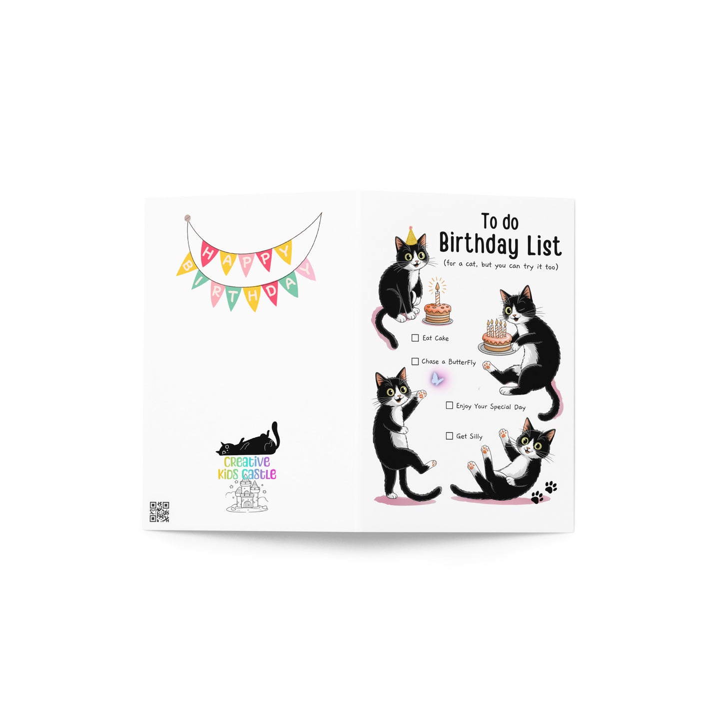 Black Cat To Do Birthday List Greeting Card