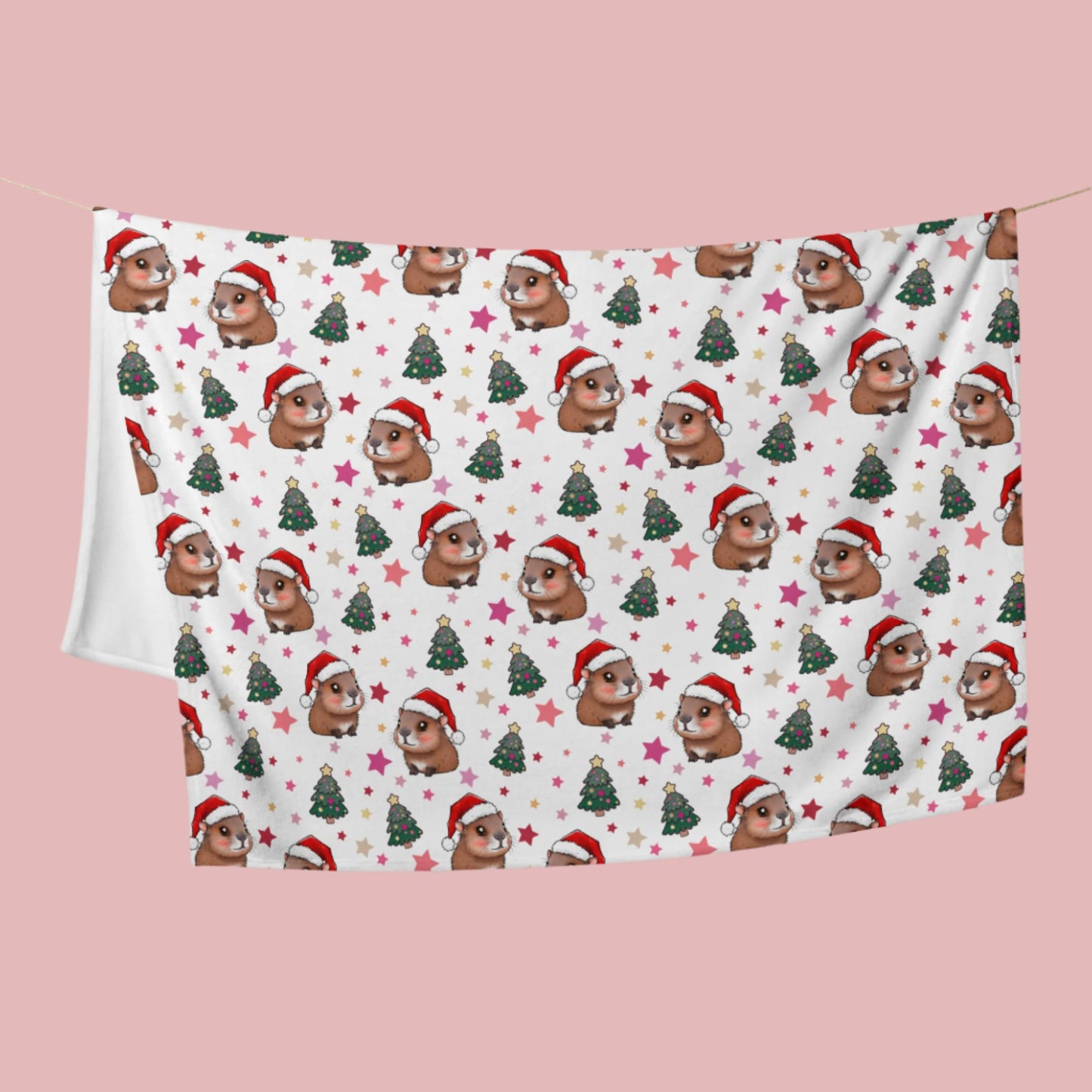Cute Christmas Capybaras Cozy Velveteen Plush Blanket 50x60 inches