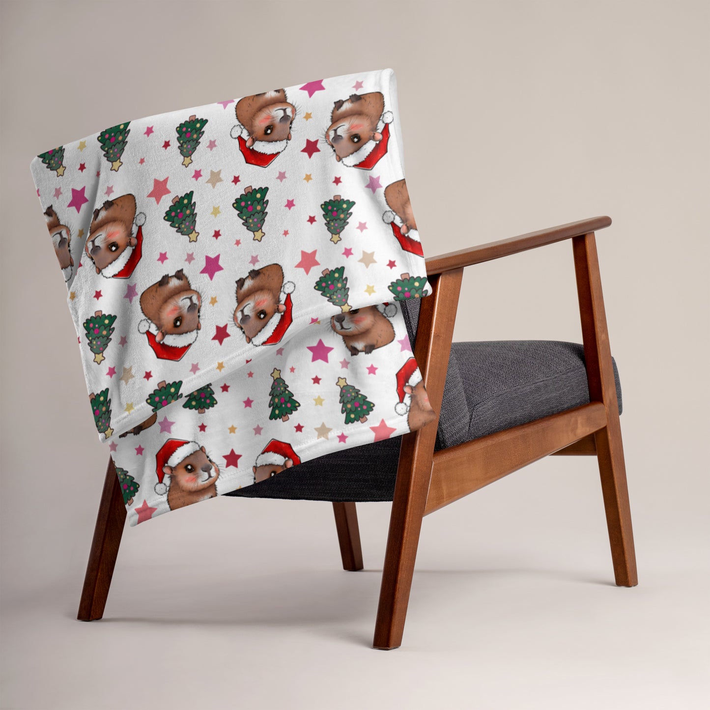 Cute Christmas Capybaras Cozy Velveteen Plush Blanket 50x60 inches