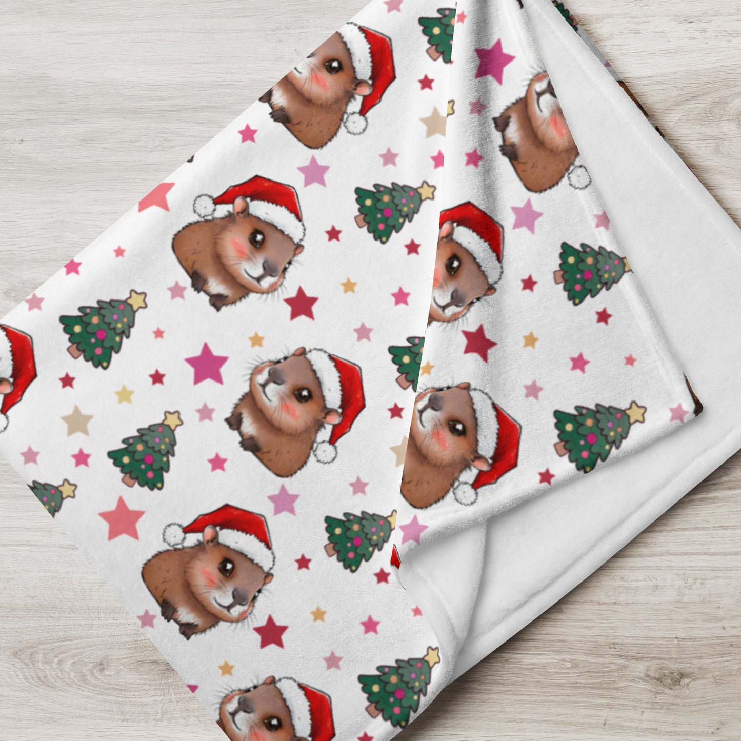 Cute Christmas Capybaras Cozy Velveteen Plush Blanket 60x80 inches
