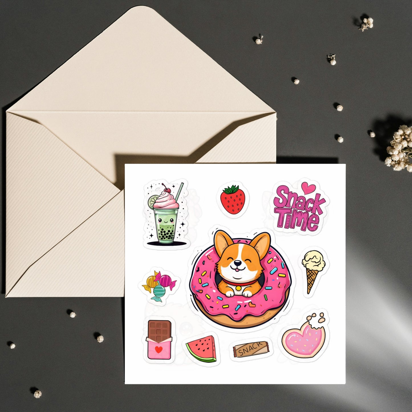 Corgi Donut Snack Time Sticker Sheet