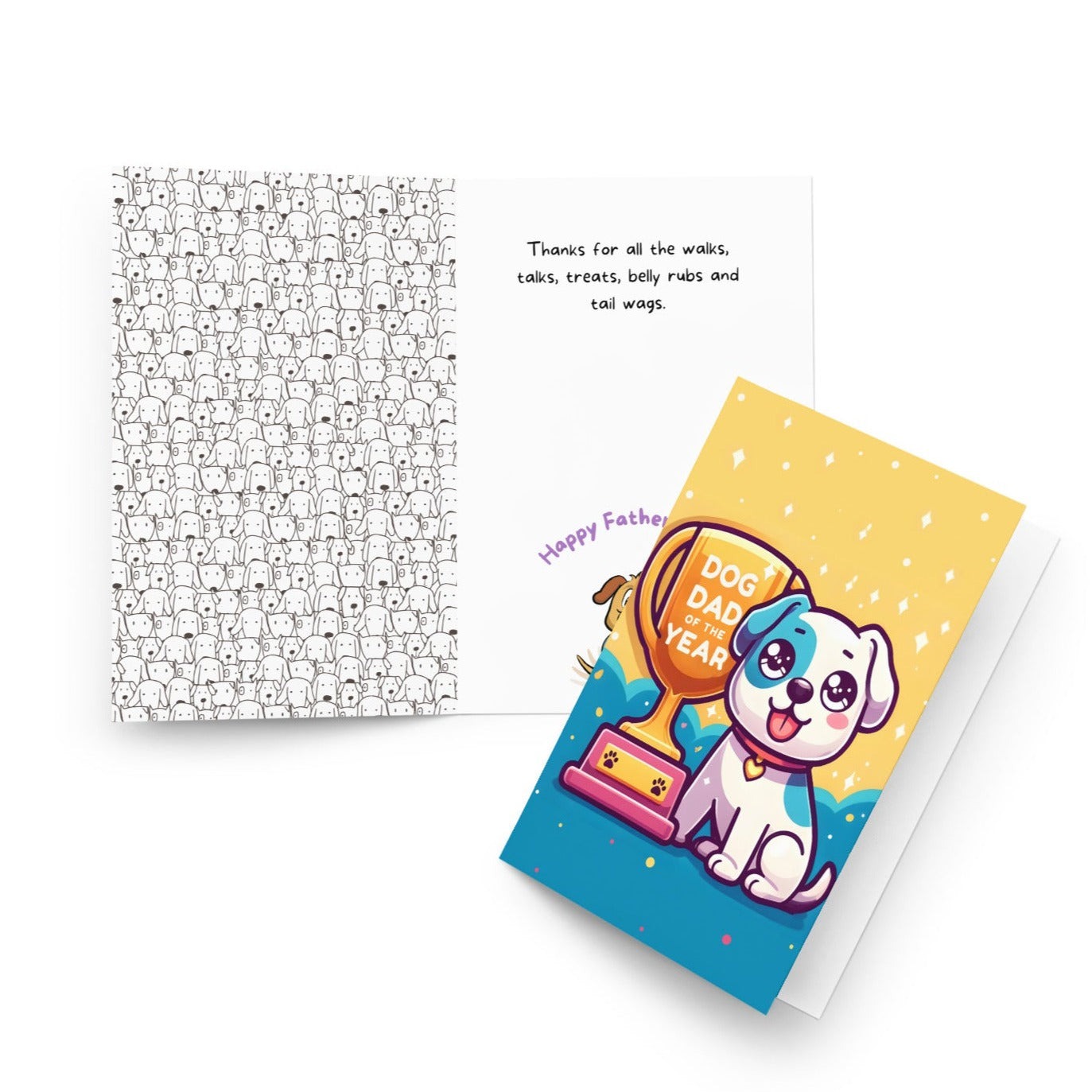 Cute Dog Dad Of The Year Trophy Greeting Card