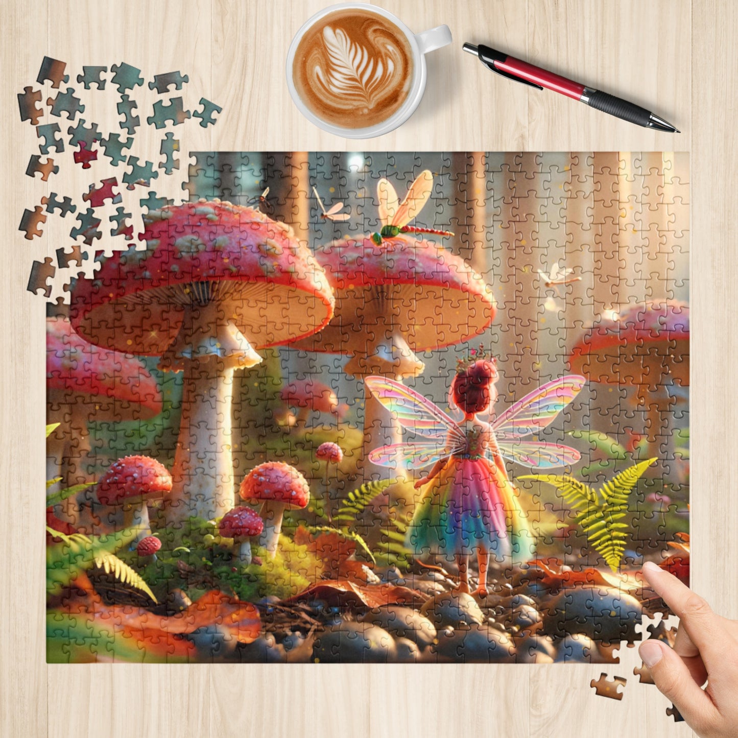 Fairy in an enchanted Mushroom Forest Jigsaw Puzzle