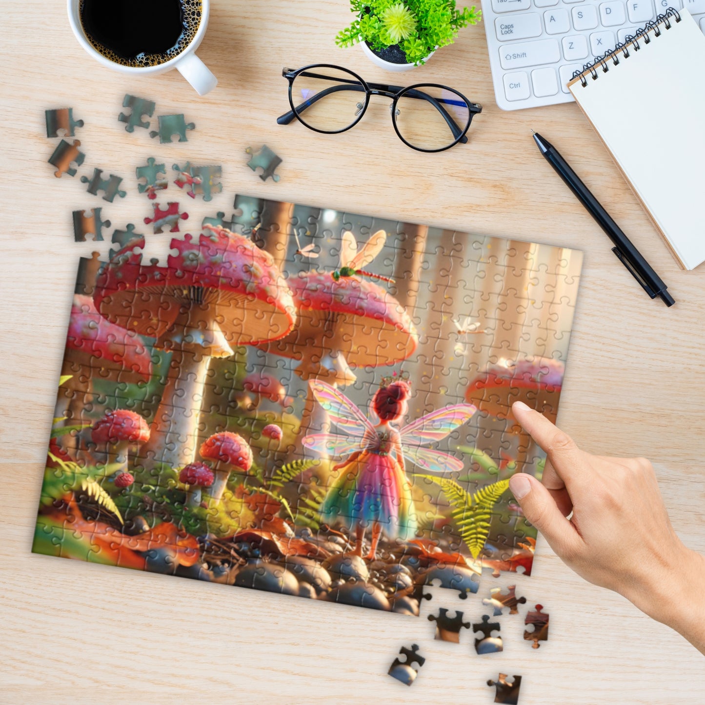 Fairy in an enchanted Mushroom Forest Jigsaw Puzzle