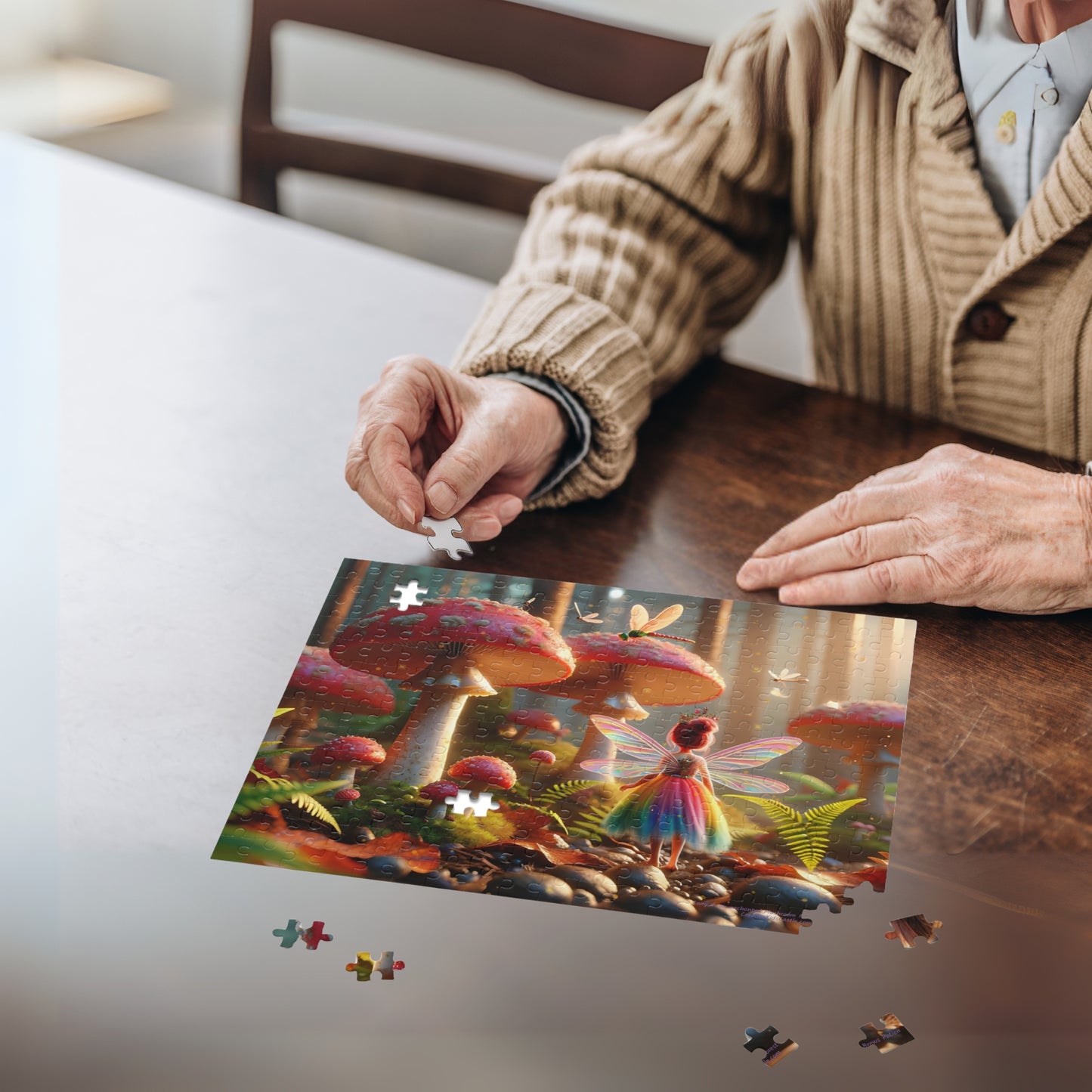 Fairy in an enchanted Mushroom Forest Jigsaw Puzzle