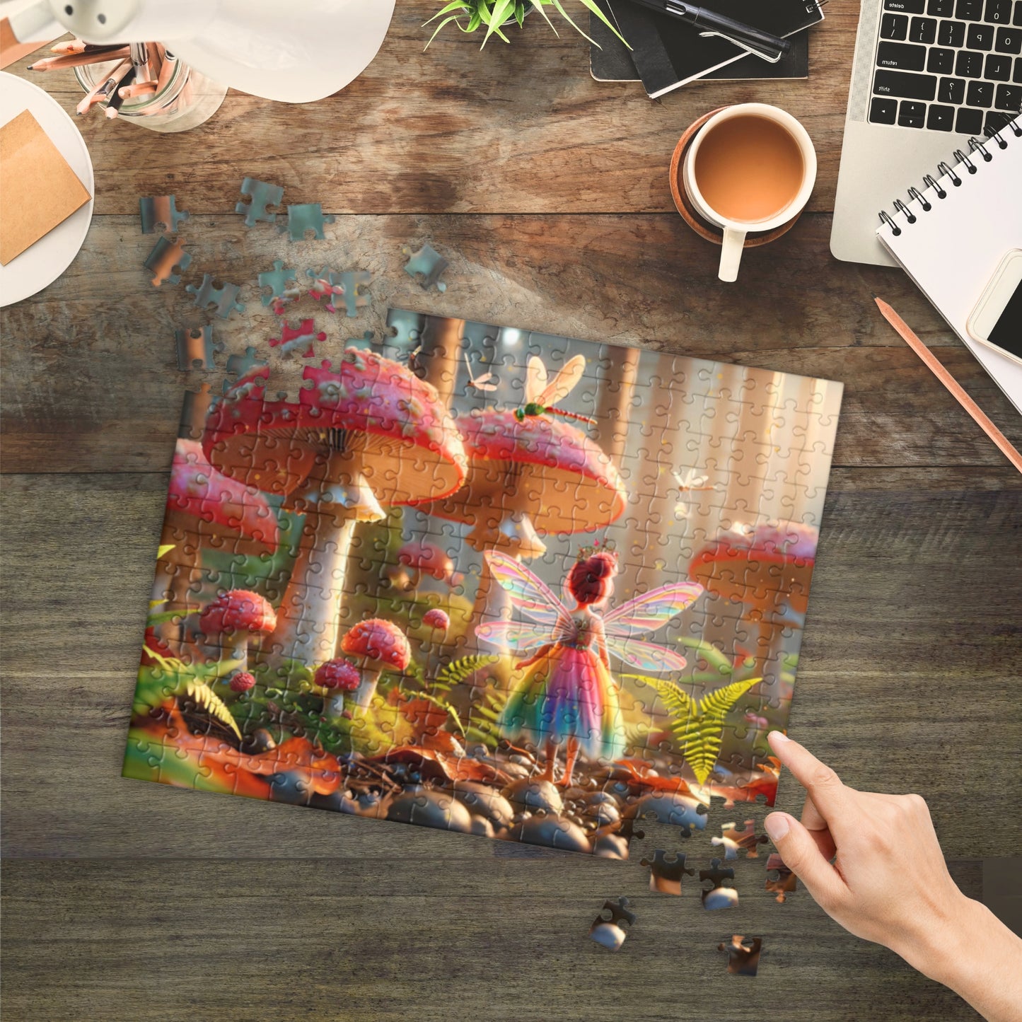 Fairy in an enchanted Mushroom Forest Jigsaw Puzzle