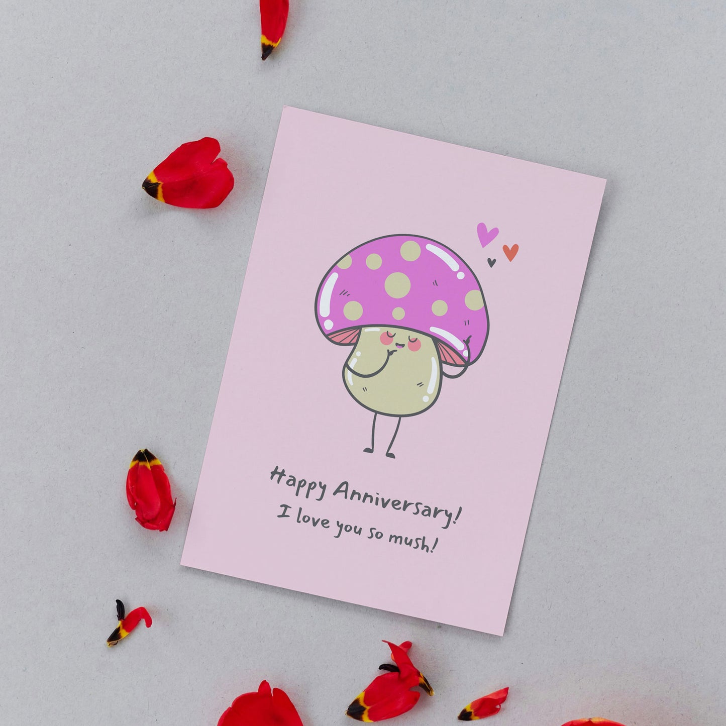“Mushroom for Love” Pink Anniversary Card